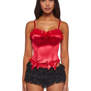 Womens Sexy Marie Antoinette Versailles Satin Corset Top Trickz N Treatz - Red