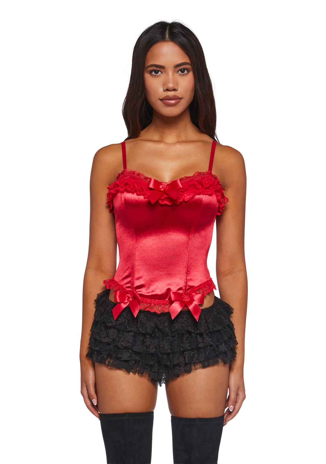 Womens Sexy Marie Antoinette Versailles Satin Corset Top Trickz N Treatz - Red
