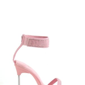 Chic-40 Platform Ankle Strap Rhinestone Sandals-Baby Pink