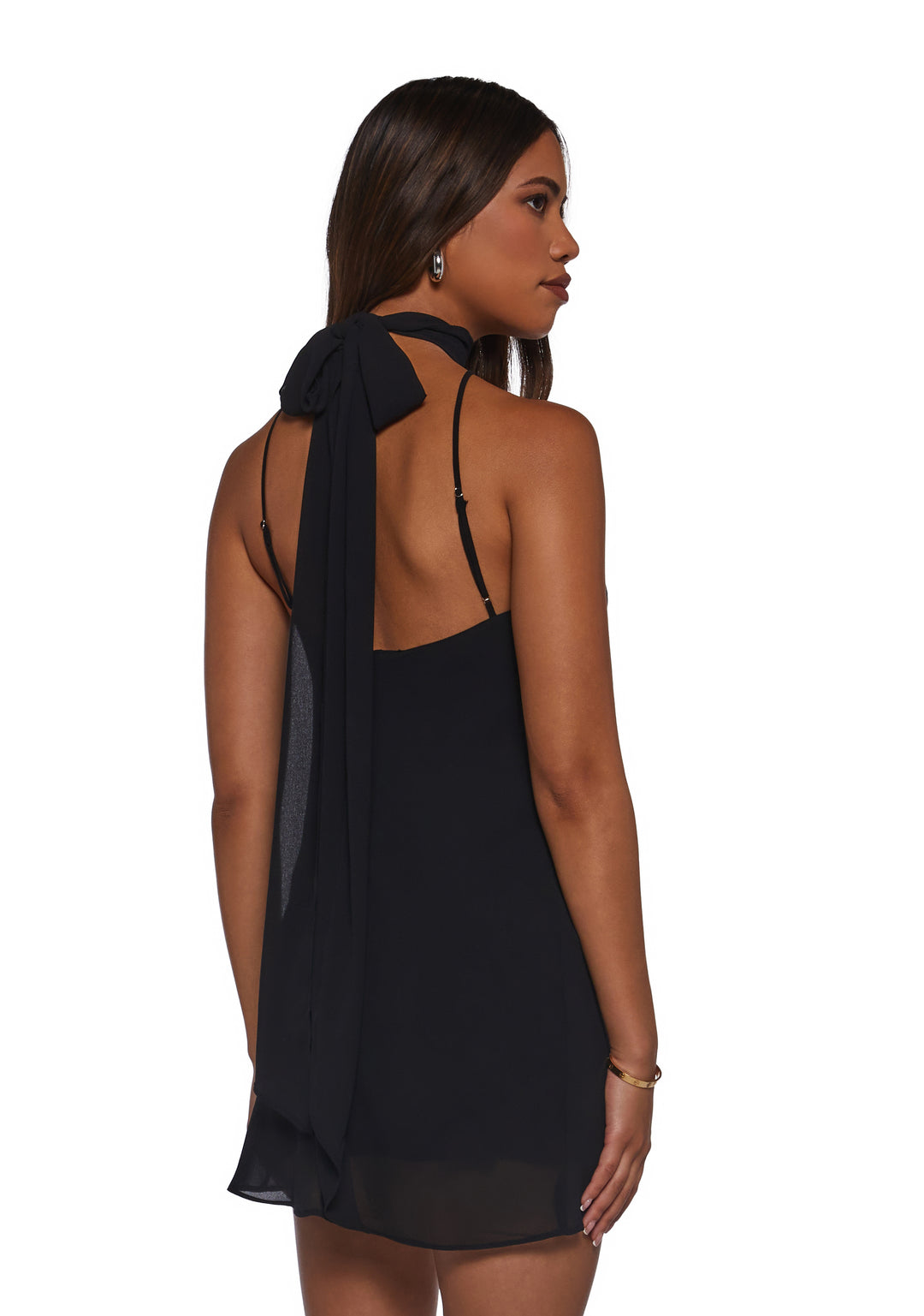 Womens Mesh Halter Dress - Black - Image 4