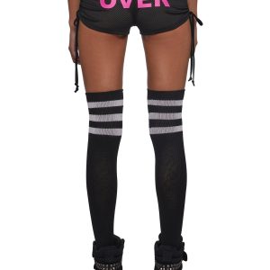 Womens Game Over Mesh Micro Ruched Shorts Generation Kiss - Black