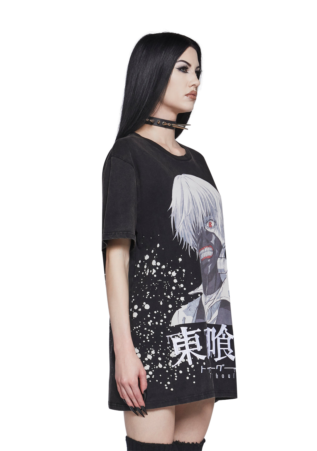 Dolls Kill x Tokyo Ghoul Ken Kaneki Oversized Graphic Tee - Black - Image 3