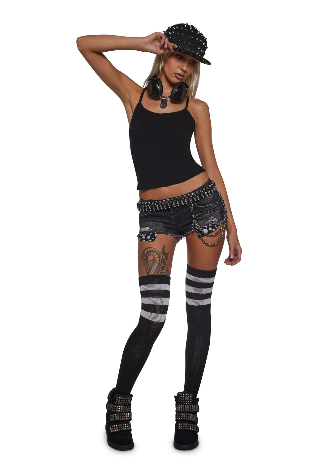 Womens Brass Knuckle Cami Tank Top Generation Kiss - Black - Image 2