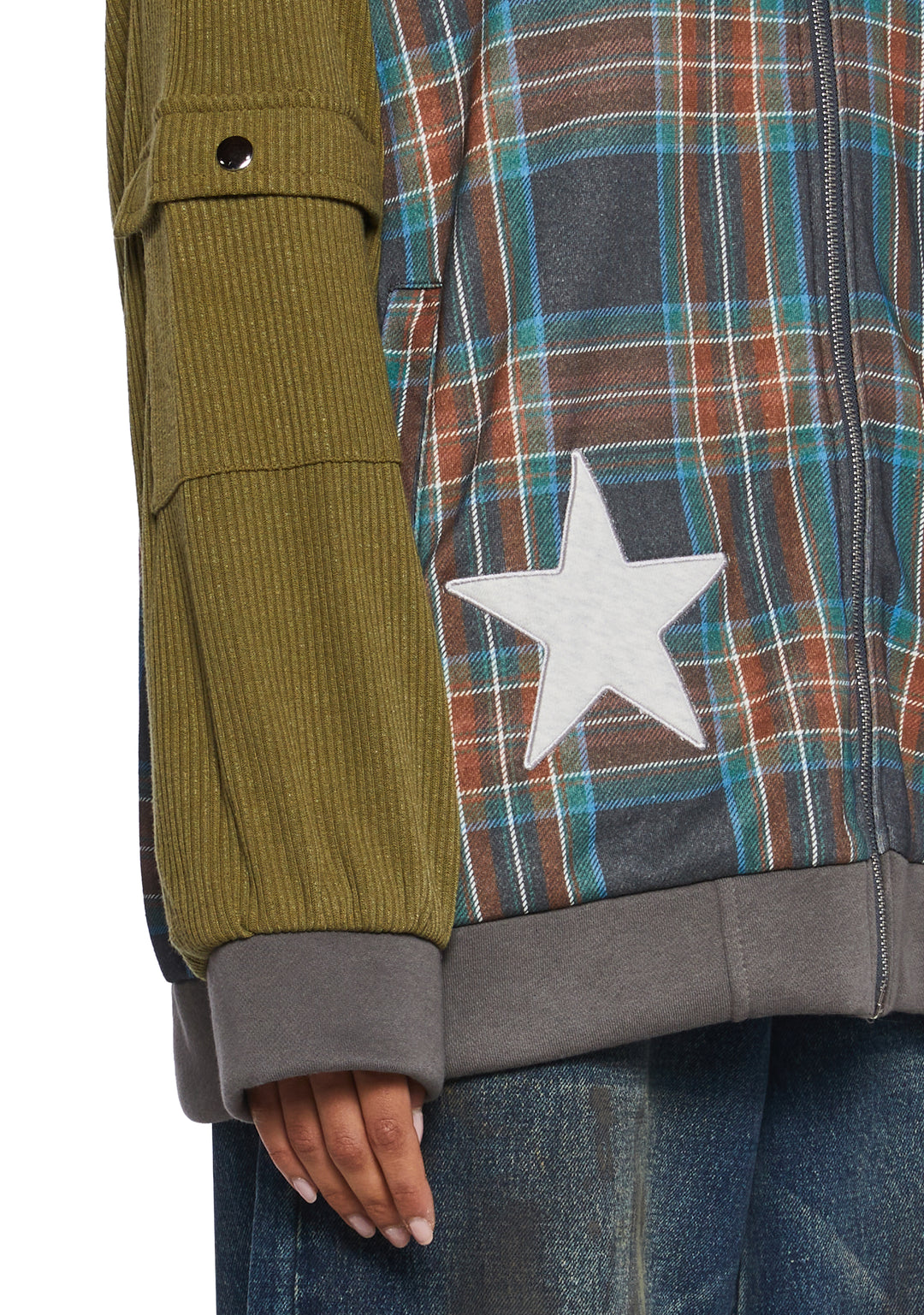 Womens Sexy Plaid Hoodie With Skull And Star Graphics 90s Y2K Current Mood - Multi - Image 6