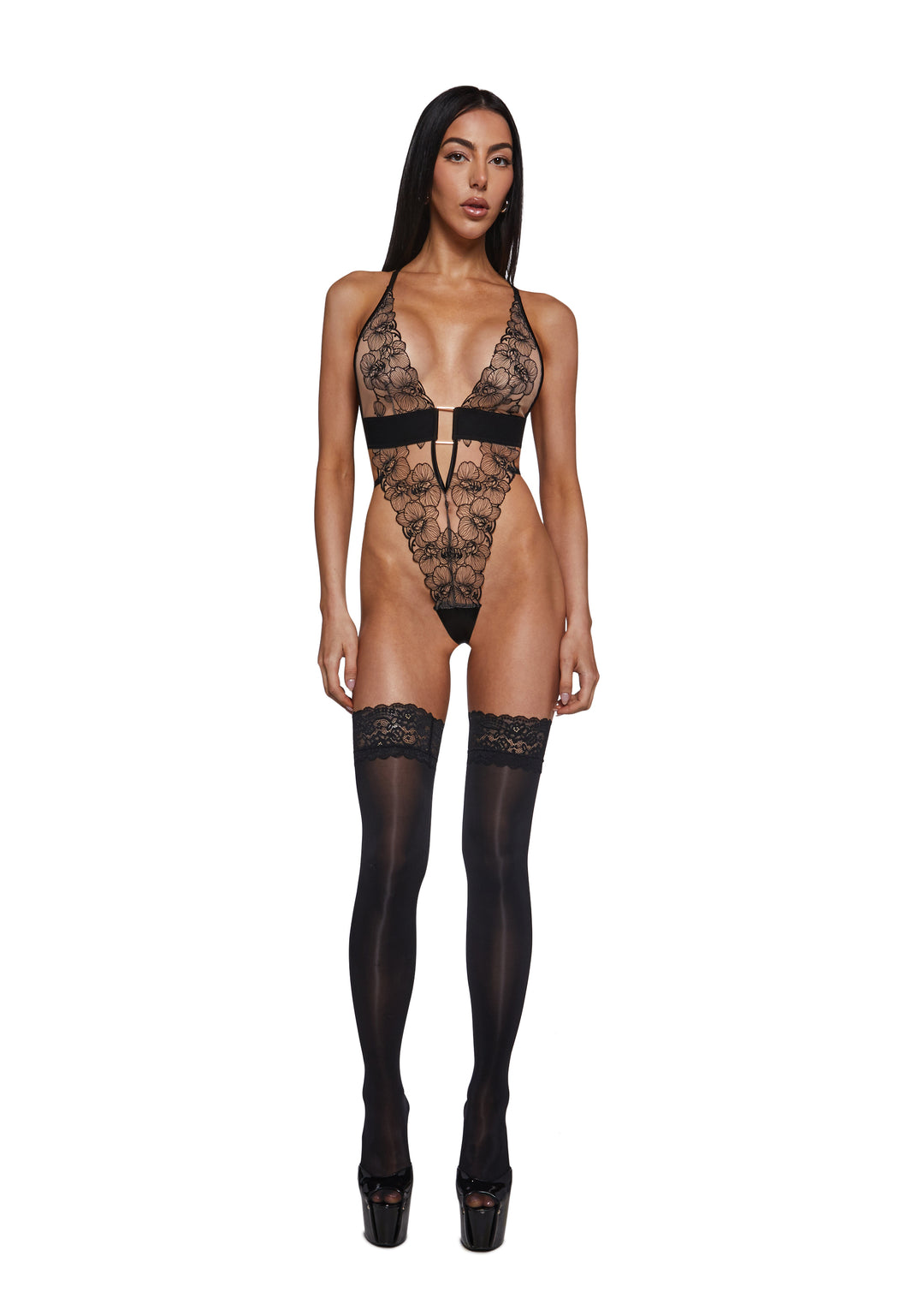 Roma Orchid Blossom Embroidered Teddy - Black - Image 2