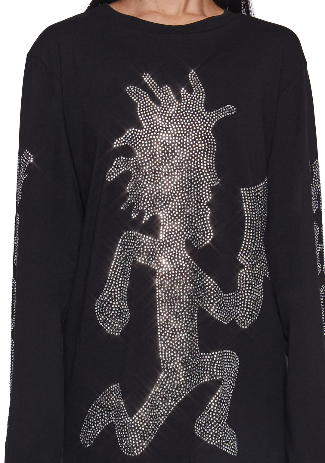 Dolls Kill x Insane Clown Posse Hatchet Man Long Sleeve Rhinestone Tee - Black - Image 5