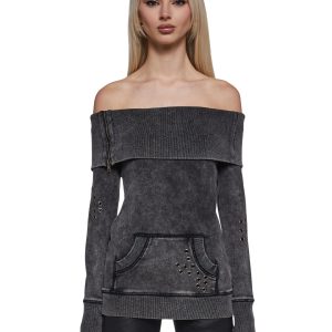 Style Off Washed Off The Shoulder Sweater