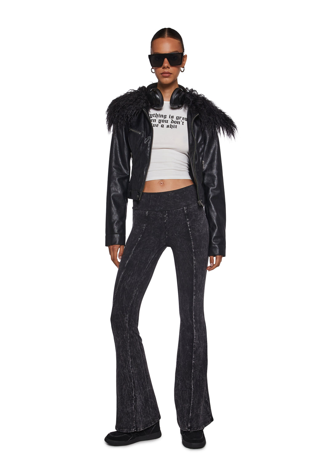 Cotton Washed Flared Pants Current Mood - Black - Image 2