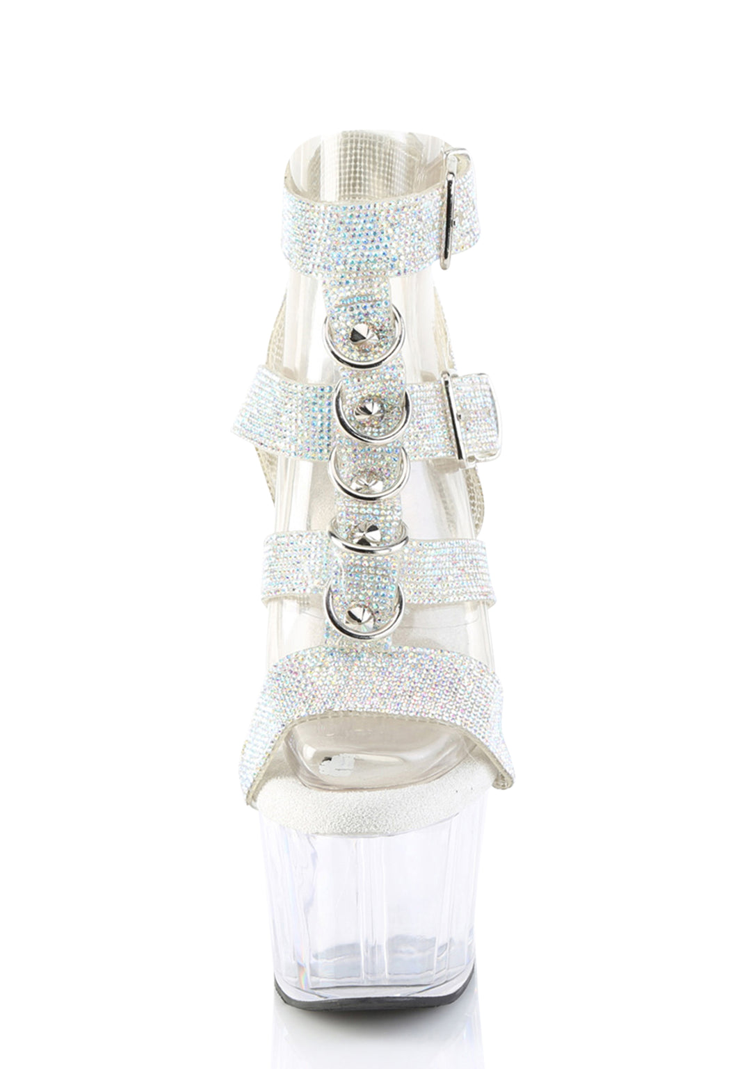Adore-756 Platform Rhinestone T-Strap Sandals-Clear - Image 3