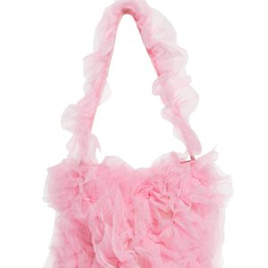 Womens Tulle Ruffled Shoulder Bag Sugar Thrillz - Pink