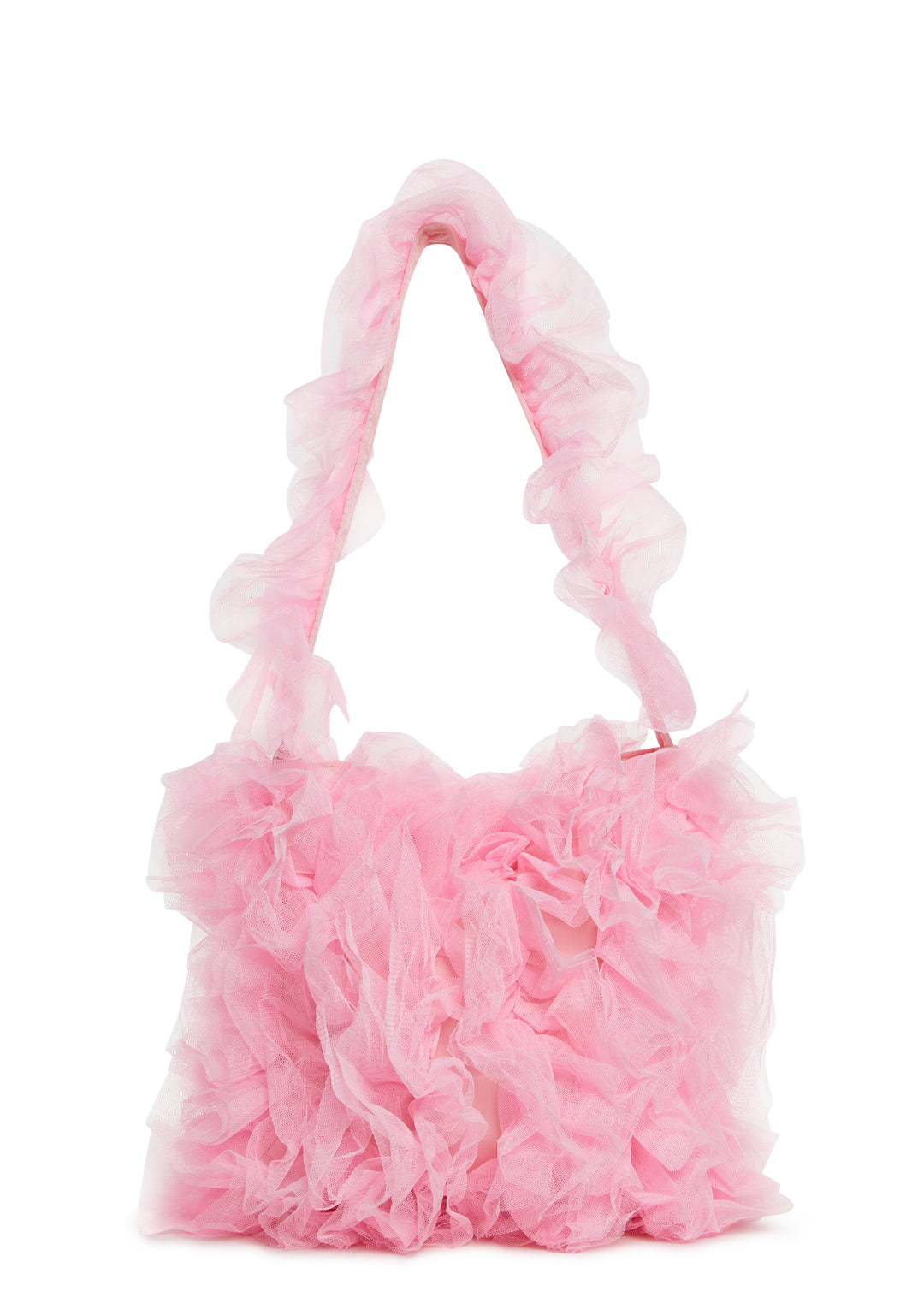 Womens Tulle Ruffled Shoulder Bag Sugar Thrillz - Pink