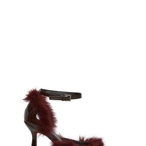Vinyl Pointed Toe Faux Fur Heels Sugar Thrillz- Brown