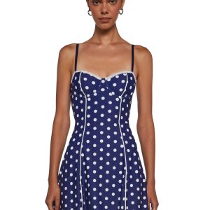 Womens Polka Dot Lace Mini Dress Sugar Thrillz - Blue