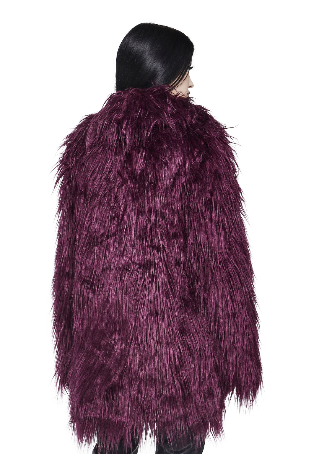 Womens Shag Faux Fur Jacket Widow - Purple - Image 4
