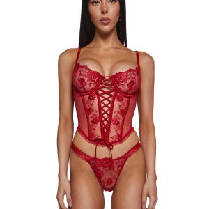 La Vie en Rose Metallic Embroidered Bustier Set