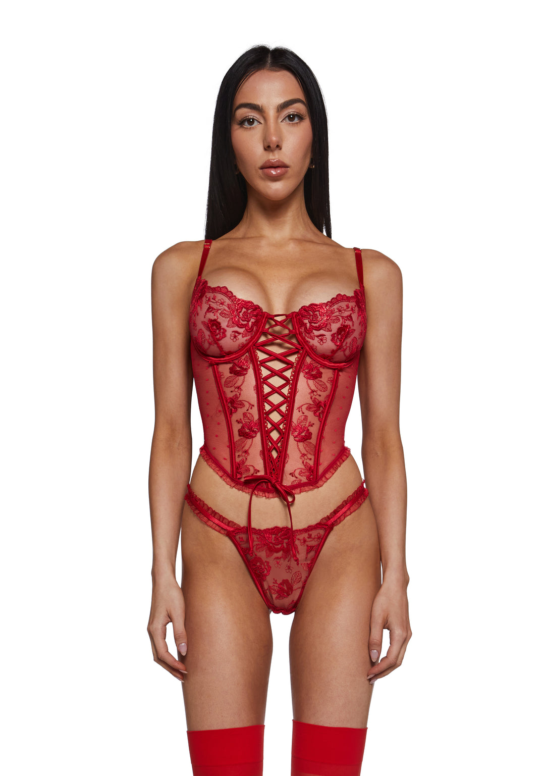 La Vie en Rose Metallic Embroidered Bustier Set