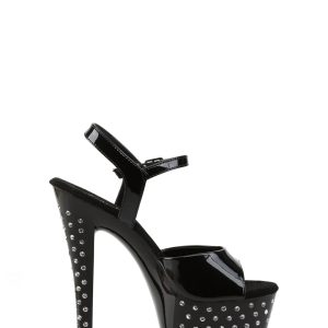 Pleaser Stardust-709 Rhinestone Studded Sandals -Black