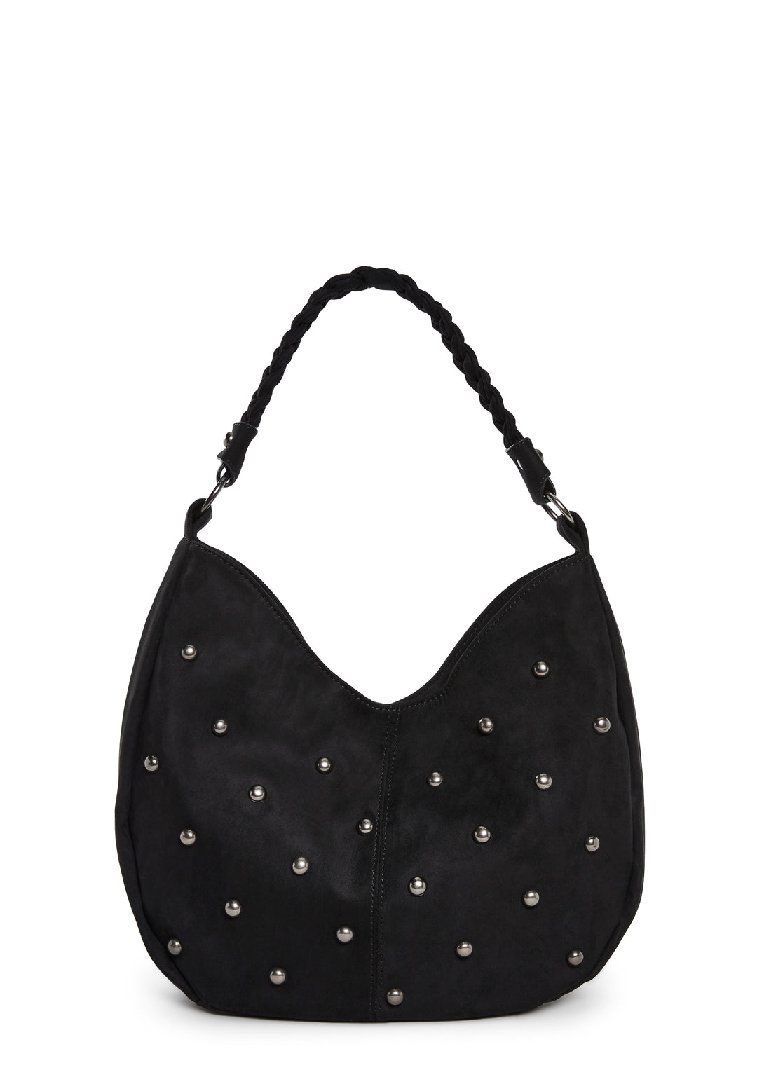 Oversized Faux Suede Boho Shoulder Bag - Black