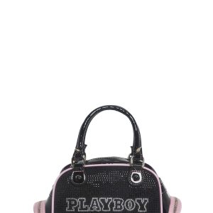 Playboy by Dolls Kill Rhinestone Bowler Bag - Black
