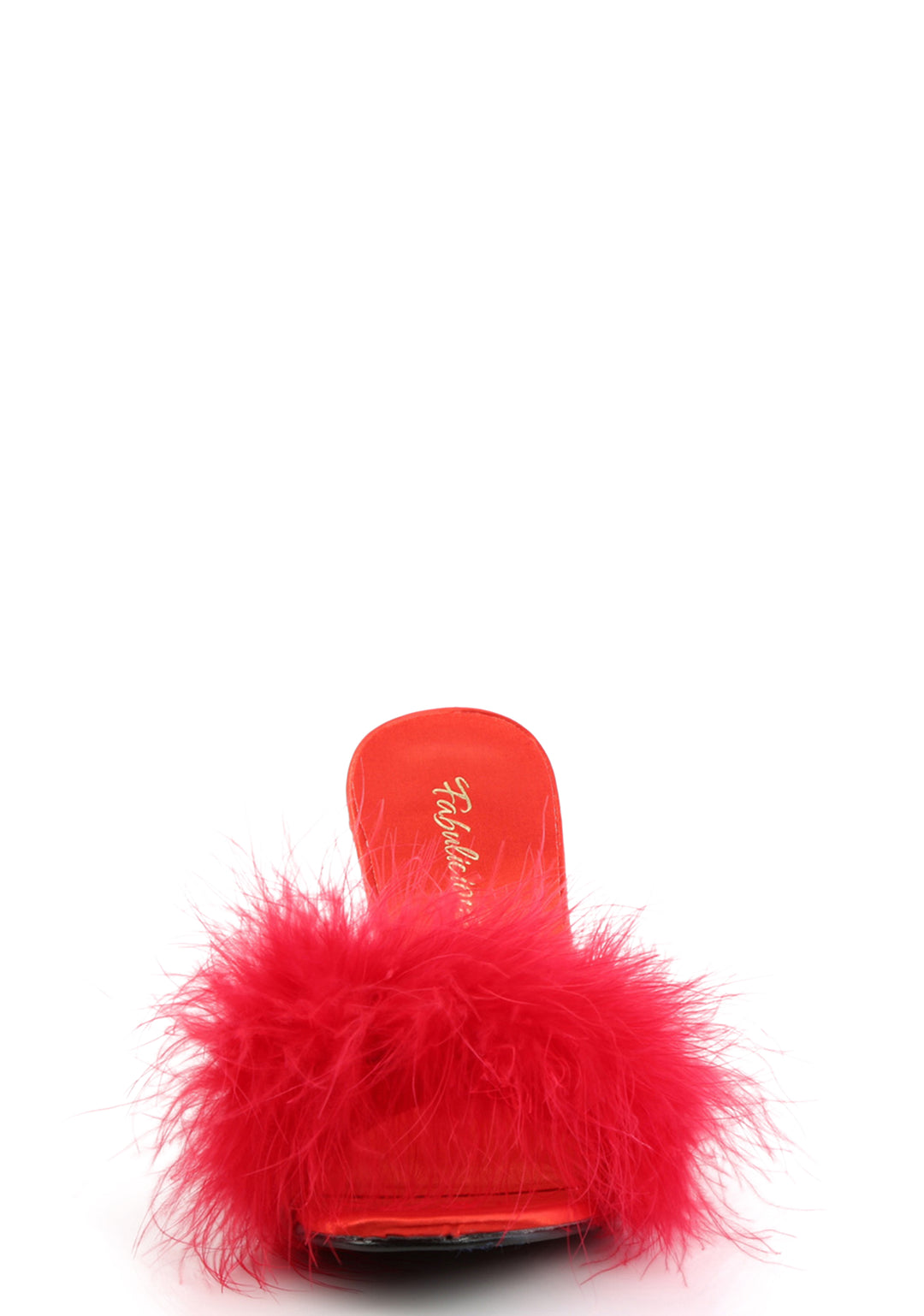 Amour-03 Marabou Slippter-Red PU - Image 3