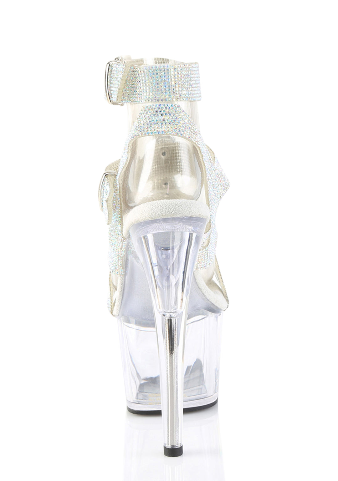 Adore-756 Platform Rhinestone T-Strap Sandals-Clear - Image 4