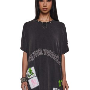 Dolls Kill x Insane Clown Posse Washed Oversized Tee - Black