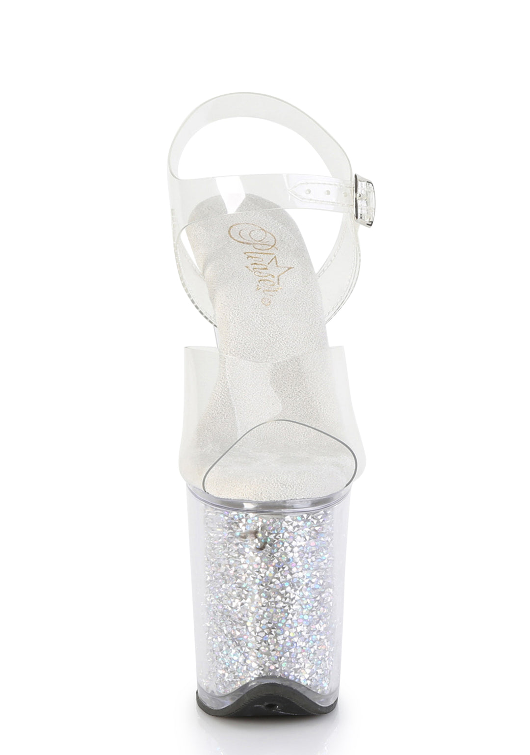 Flamingo-808RSI Platform Ankle Straps Sandals-Clear-Rhinestones - Image 3