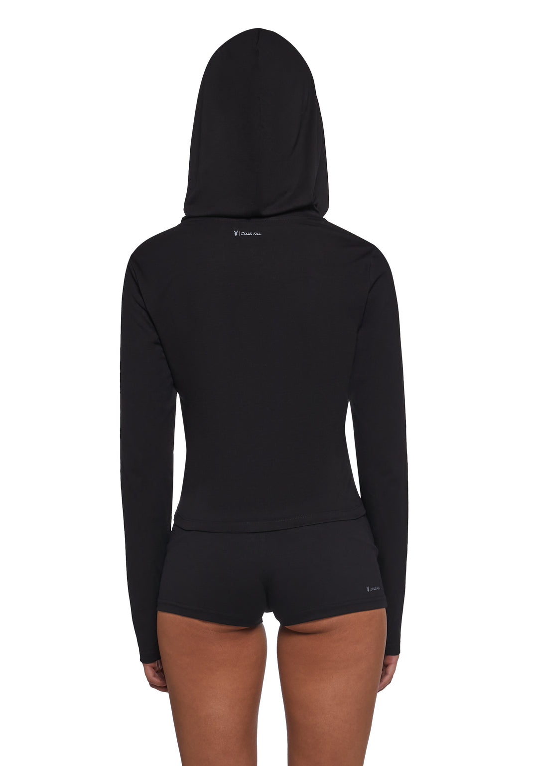 Dolls Kill x Playboy Zip Up Fitted Hoodie - Black - Image 4