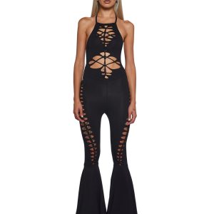 Current Mood Festival Shredded Jumpsuit - Black