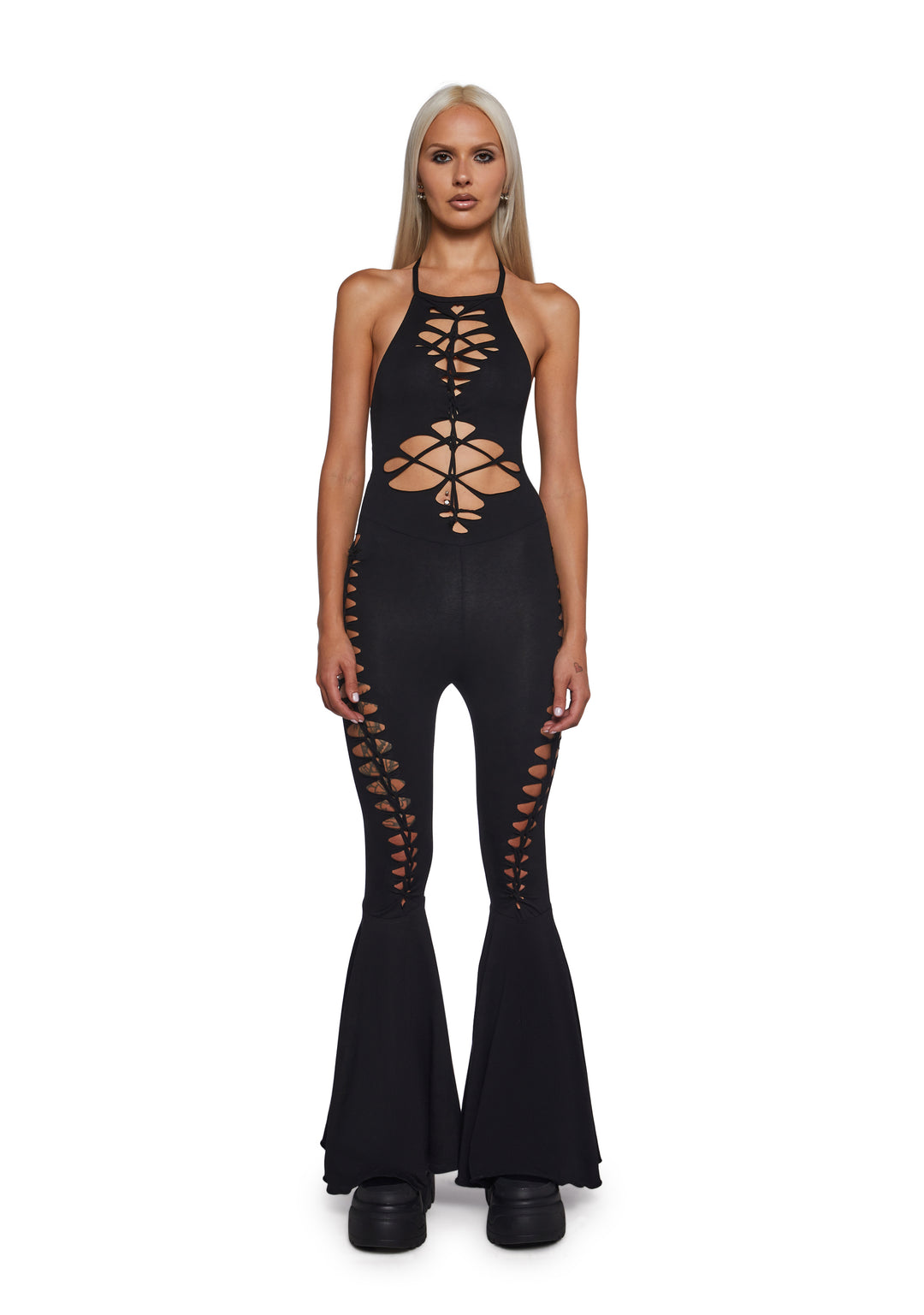 Current Mood Festival Shredded Jumpsuit - Black