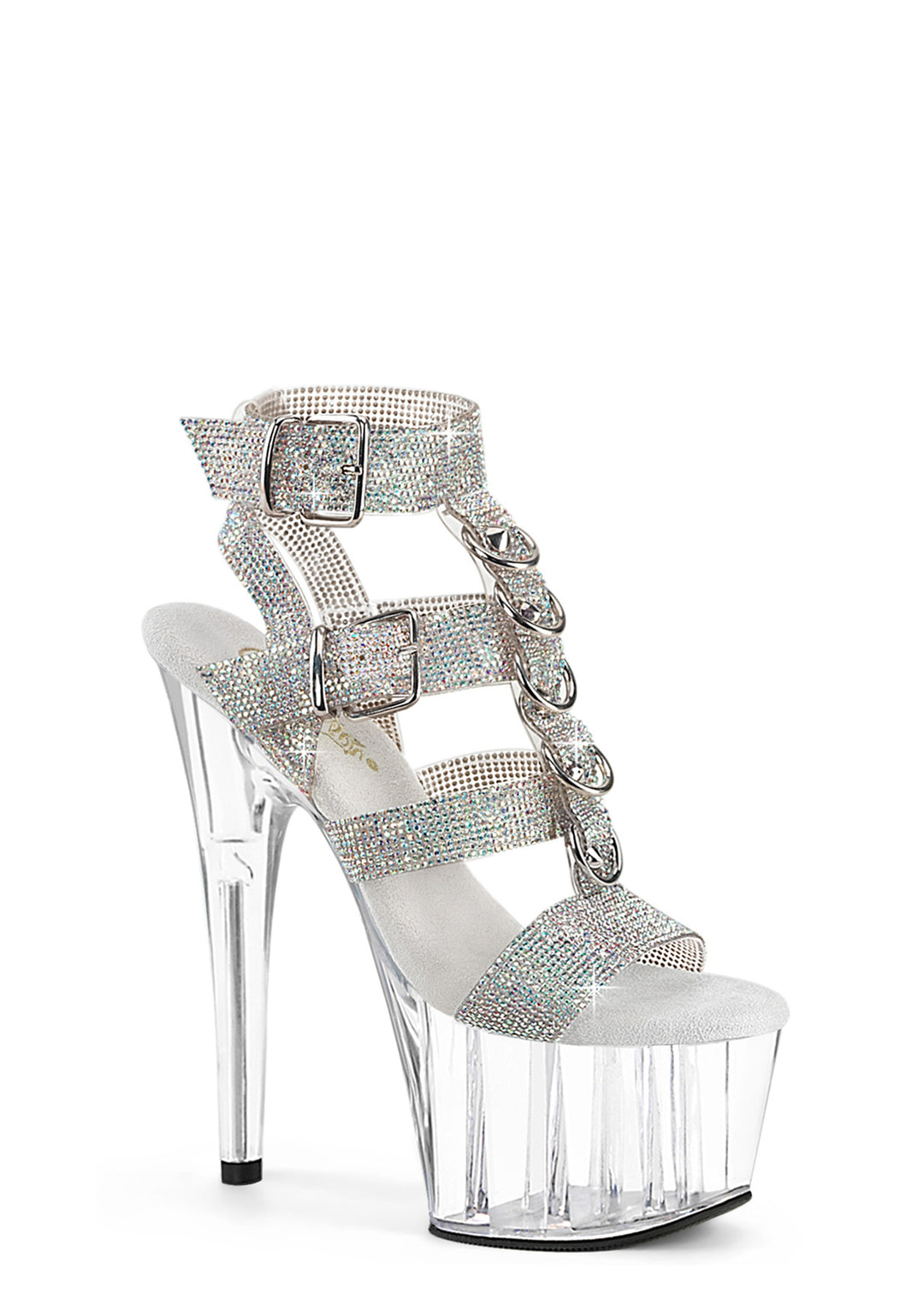 Adore-756 Platform Rhinestone T-Strap Sandals-Clear - Image 5