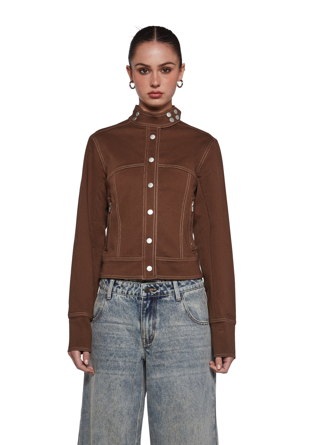 Washed Poplin Contrast Jacket Current Mood - Brown