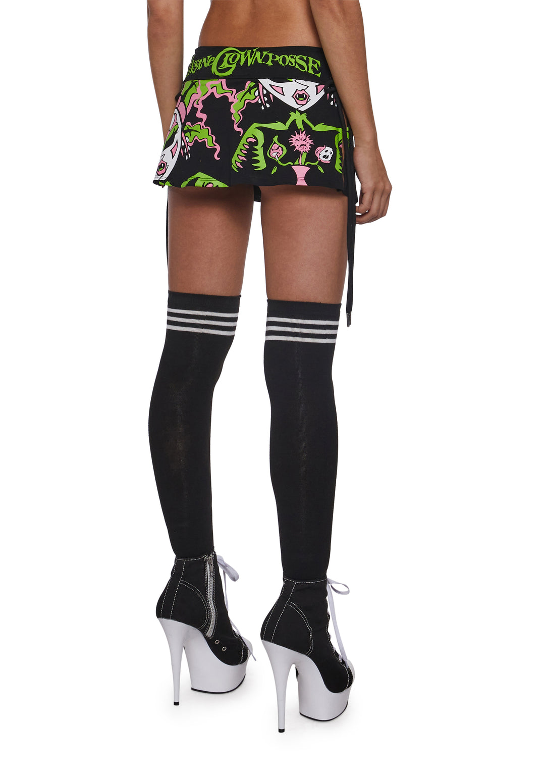 Dolls Kill x Insane Clown Posse Yum Yum Bedlam Micro Lace Up Skirt - Black - Image 4