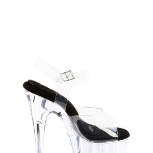 Adore-708PREM Platform Ankle Strap Sandals-Clear