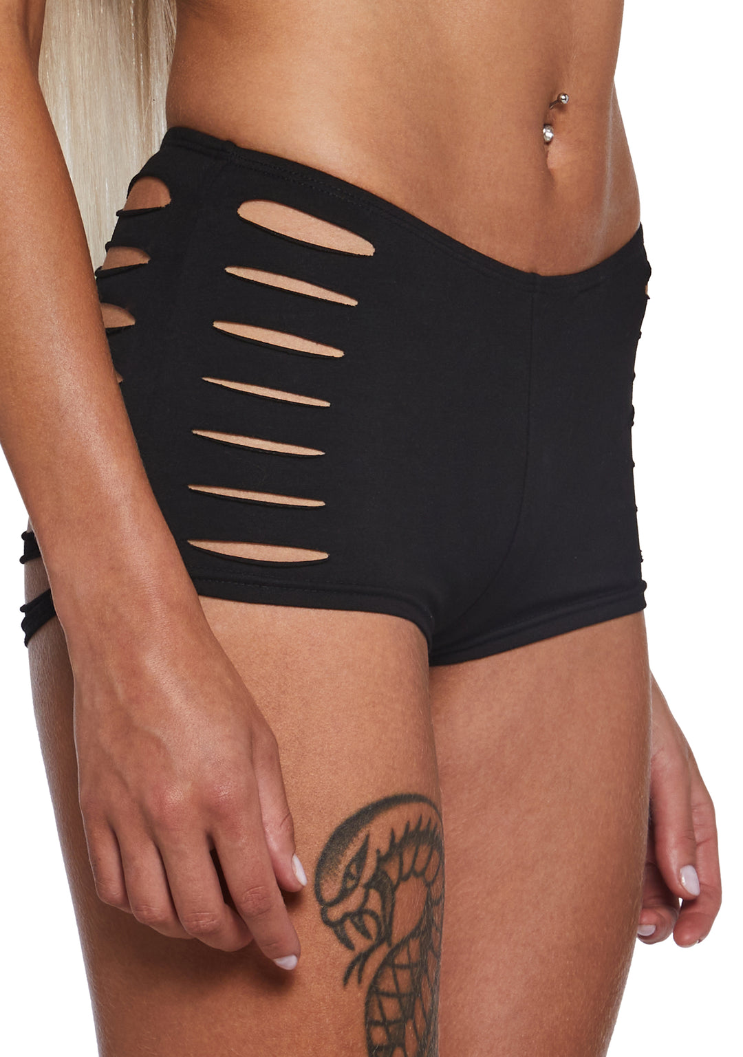 Womens Shredded Shorts Club Exx - Black - Image 6