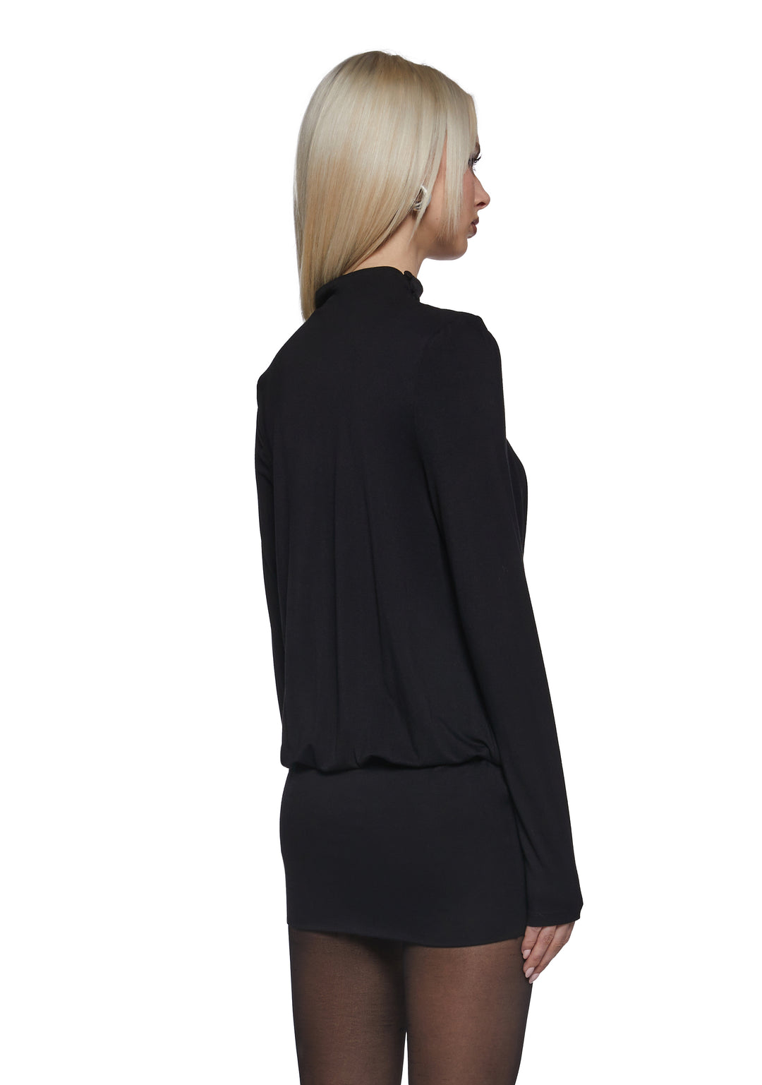 Womens Cowl Mini Dress - Black - Image 4