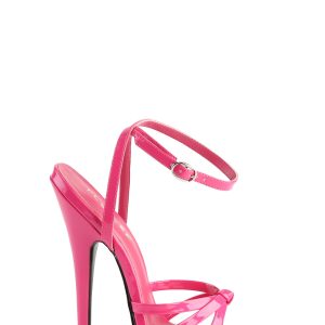 Devious Domina-108 Wrap Heels Vegan Leather Wrap Heels - Pink