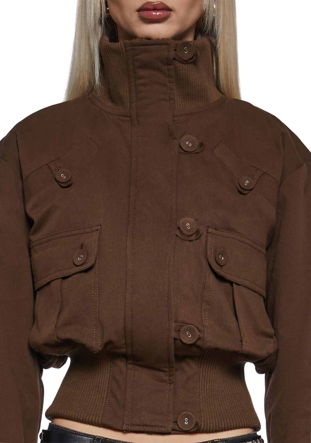 Womens Washed Twill Parka Generation Kiss - Brown - Image 5