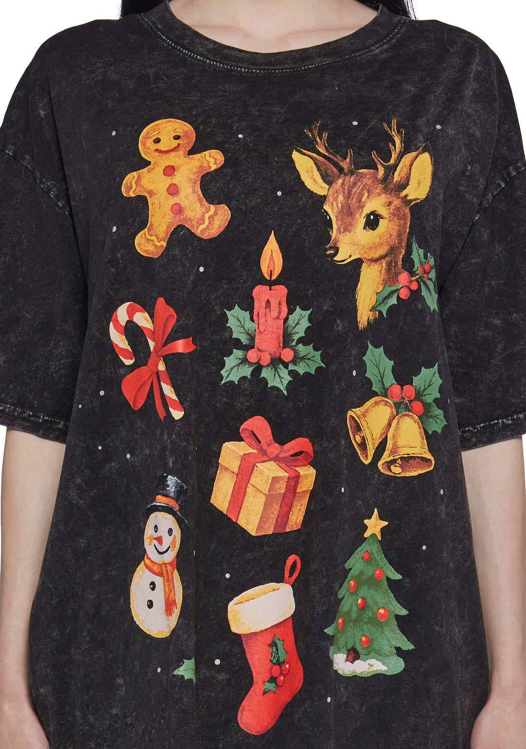 Womens Christmas Oversized Tee Sugar Thrillz - Black - Image 5