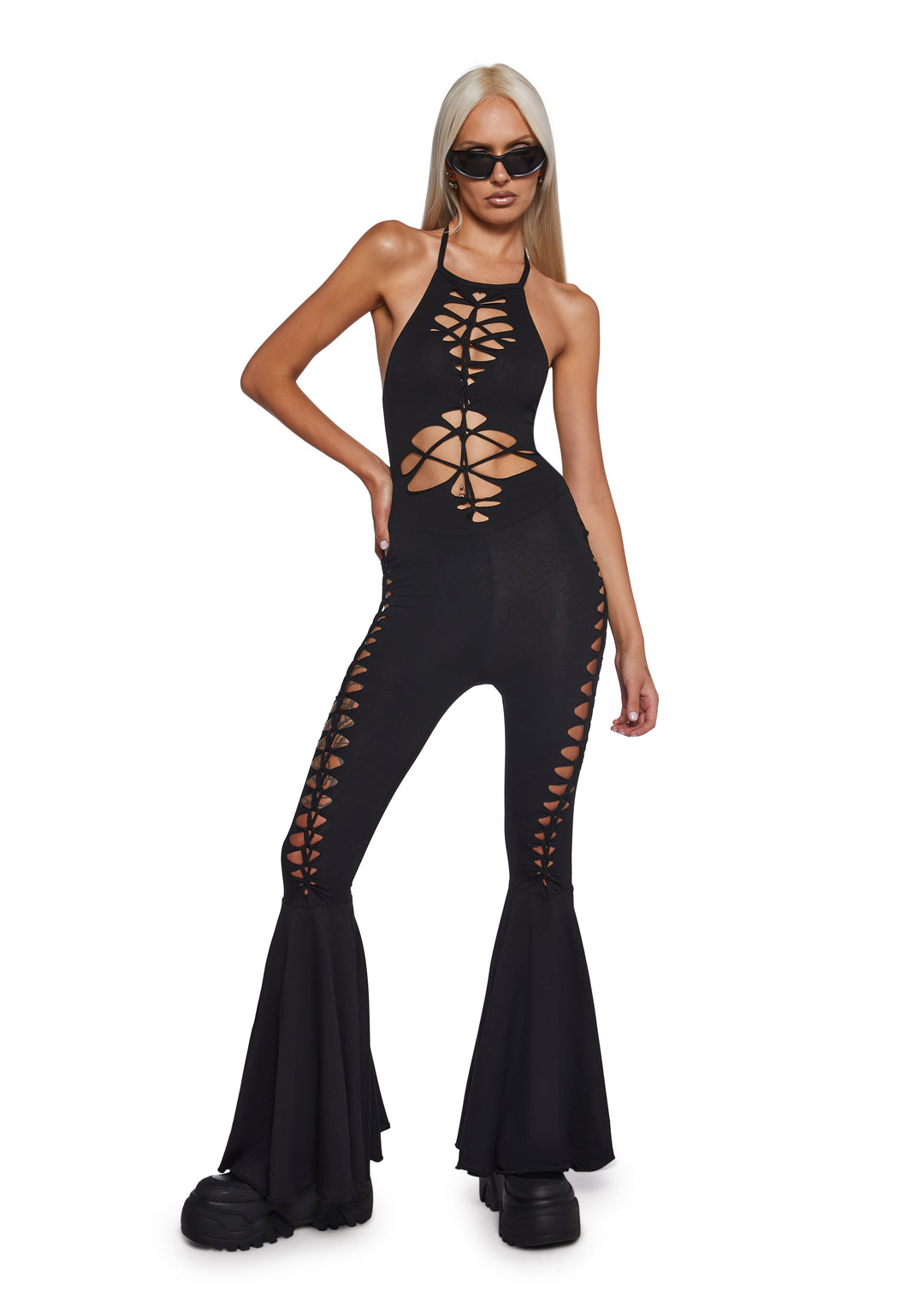 Current Mood Festival Shredded Jumpsuit - Black - Image 2