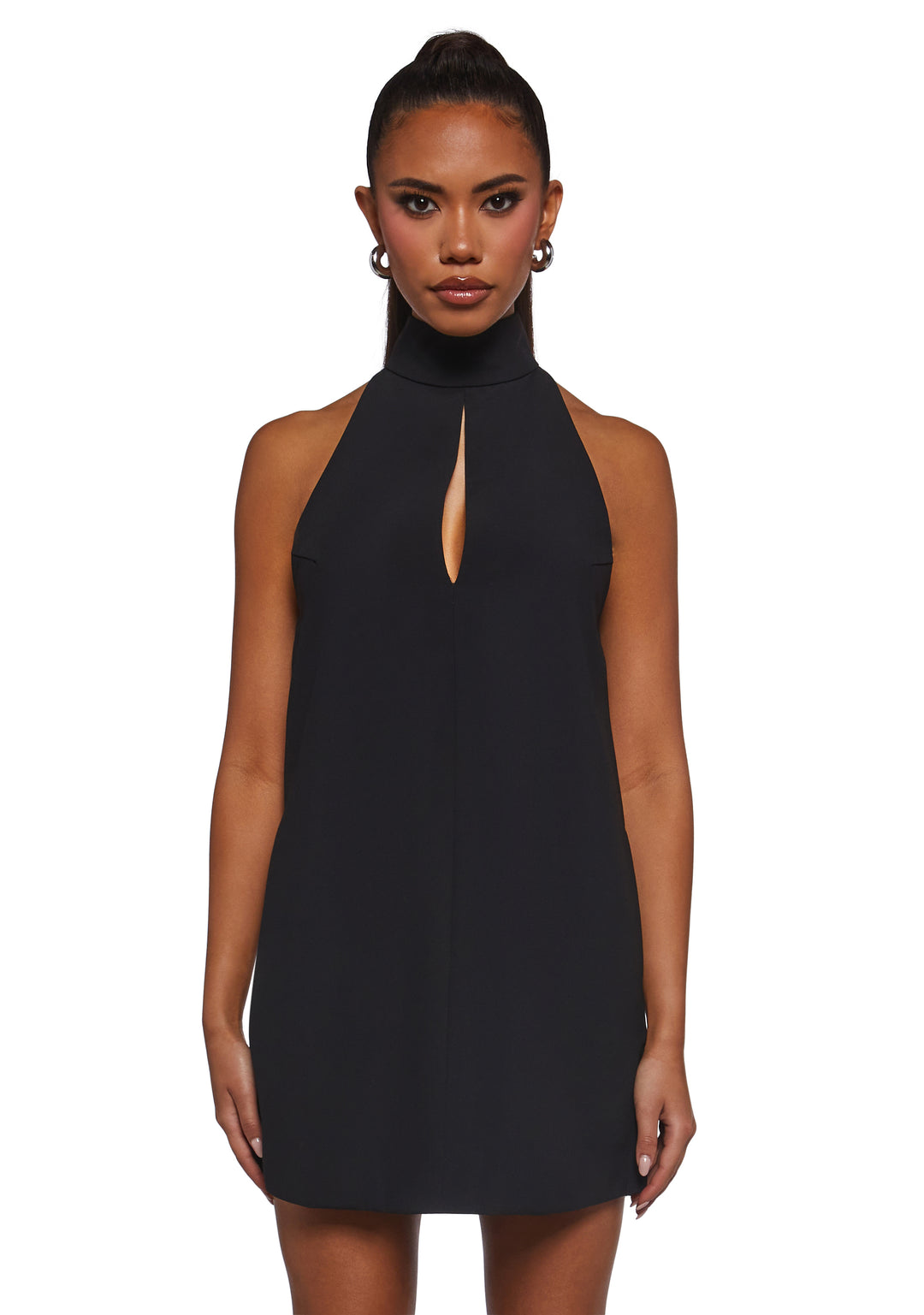 Womens Sexy Halter Mini Dress - Black