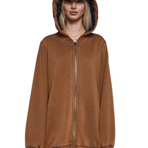 Womens Oversized Raccoon Hoodie - Beige