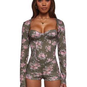 Womens Floral Print Romper And Shrug Set - Multi