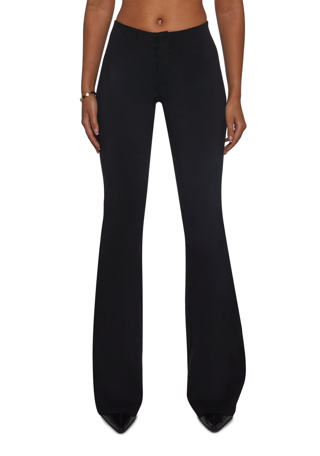 Womens Bengaline Low Rise Trouser Slacks Current Mood - Black - Image 3