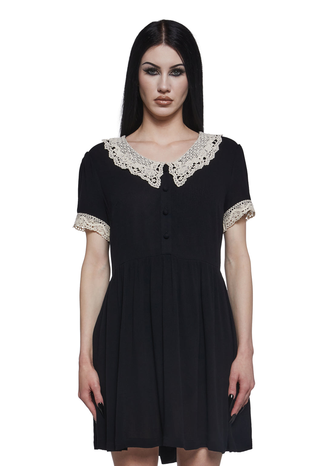 Womens Crepe Mini Dress Widow - Black