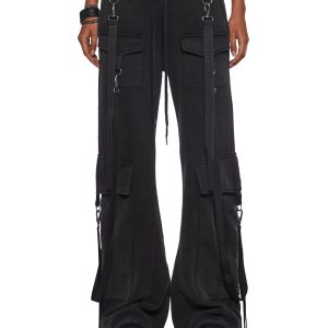 Wide Leg Suspender Joggers Club Exx - Black