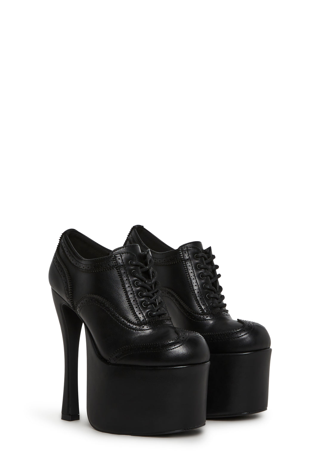 Vegan Leather Platform Oxford Shoes Current Mood - Black - Image 3