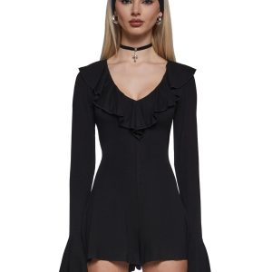 Womens Rayon Spandex Romper - Black