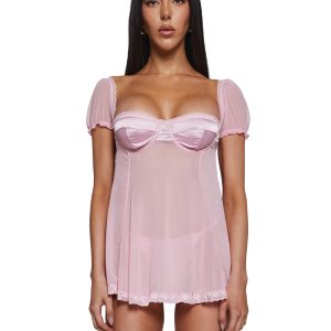 Womens Mesh Lingerie Dress Sugar Thrillz - Pink