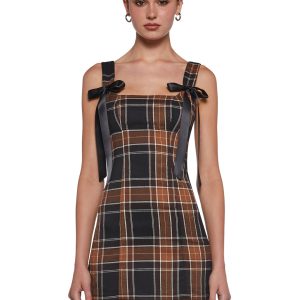 Womens Sexy Plaid Print Mini Dress Current Mood - Multi